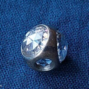 Authentic Pandora sterling and large clear crystal charm
